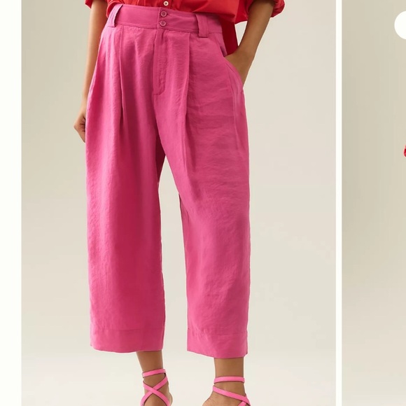 Anthropologie Cropped Pleated Trousers NWT Size 10 - Picture 4 of 11